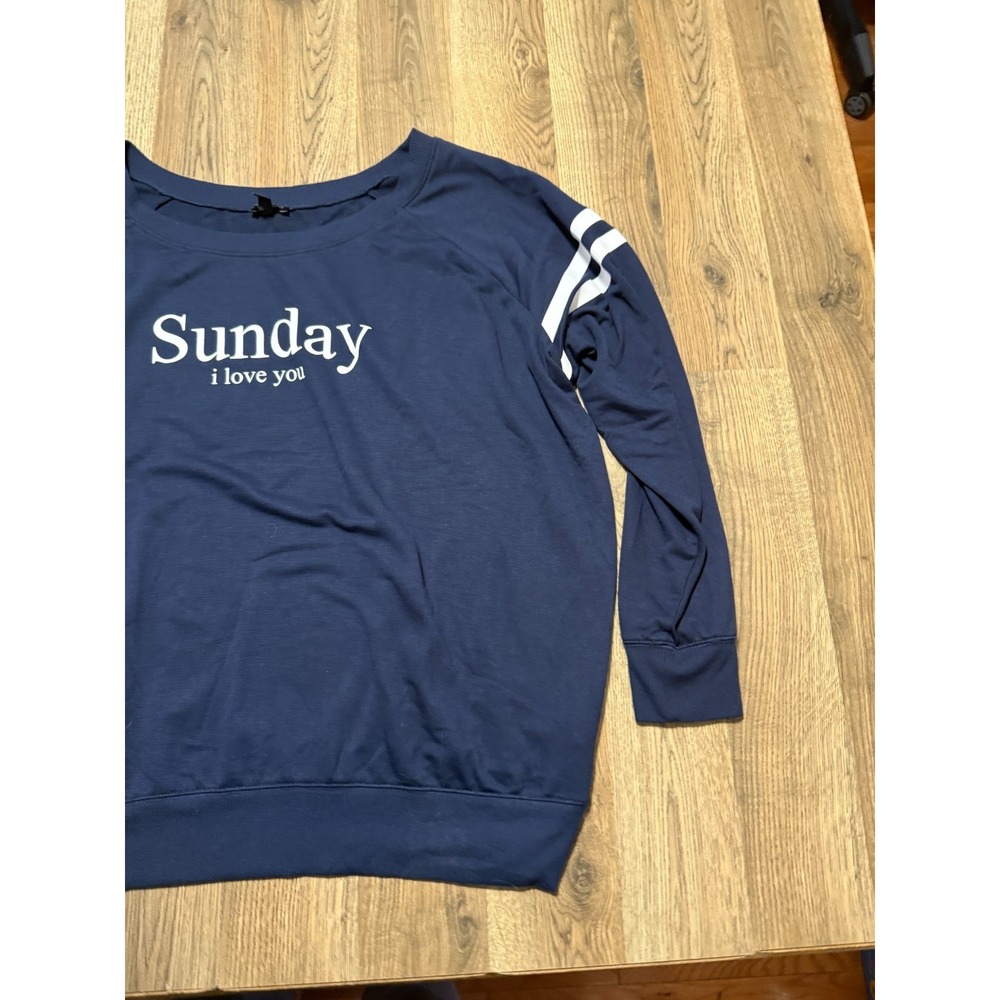 Express Shirt, Women's Size XL, Blue White, "Sunday I Love You" - Picture 4 of 11